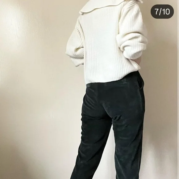 SEZANE Peter Laced Merino Blend Ribbed Flip Collar Jumper in Ecru Size S - Picture 4 of 15